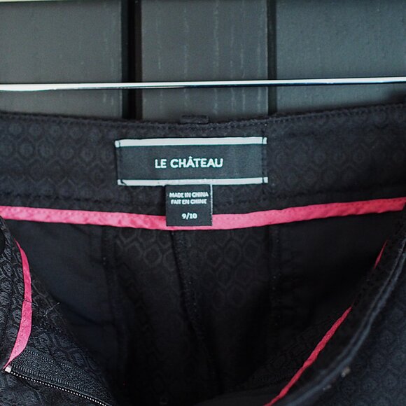 Le Château | Black, Cotton Blend, Tone on Tone Textured Print Pants - Picture 2 of 5